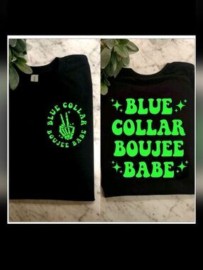 blue collar Boujee Babe shirt cute Black And Lime Green Short Sleeve Tshirt